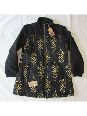 Montana Co Women's Canvas Long Aztec Yoke Jacket Coat Black